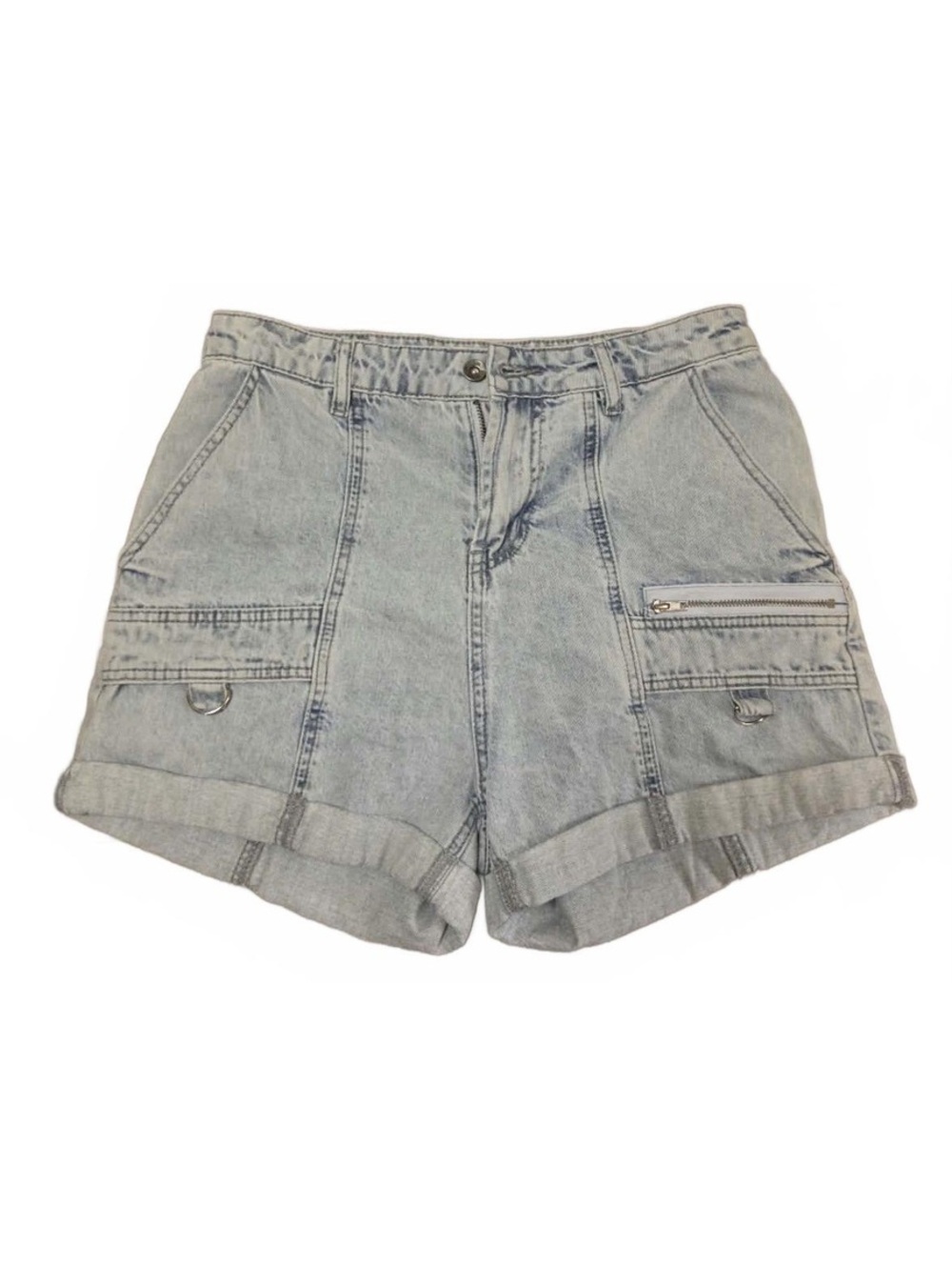 Hot Topic Light Wash Denim Cargo Shorts Size 6
